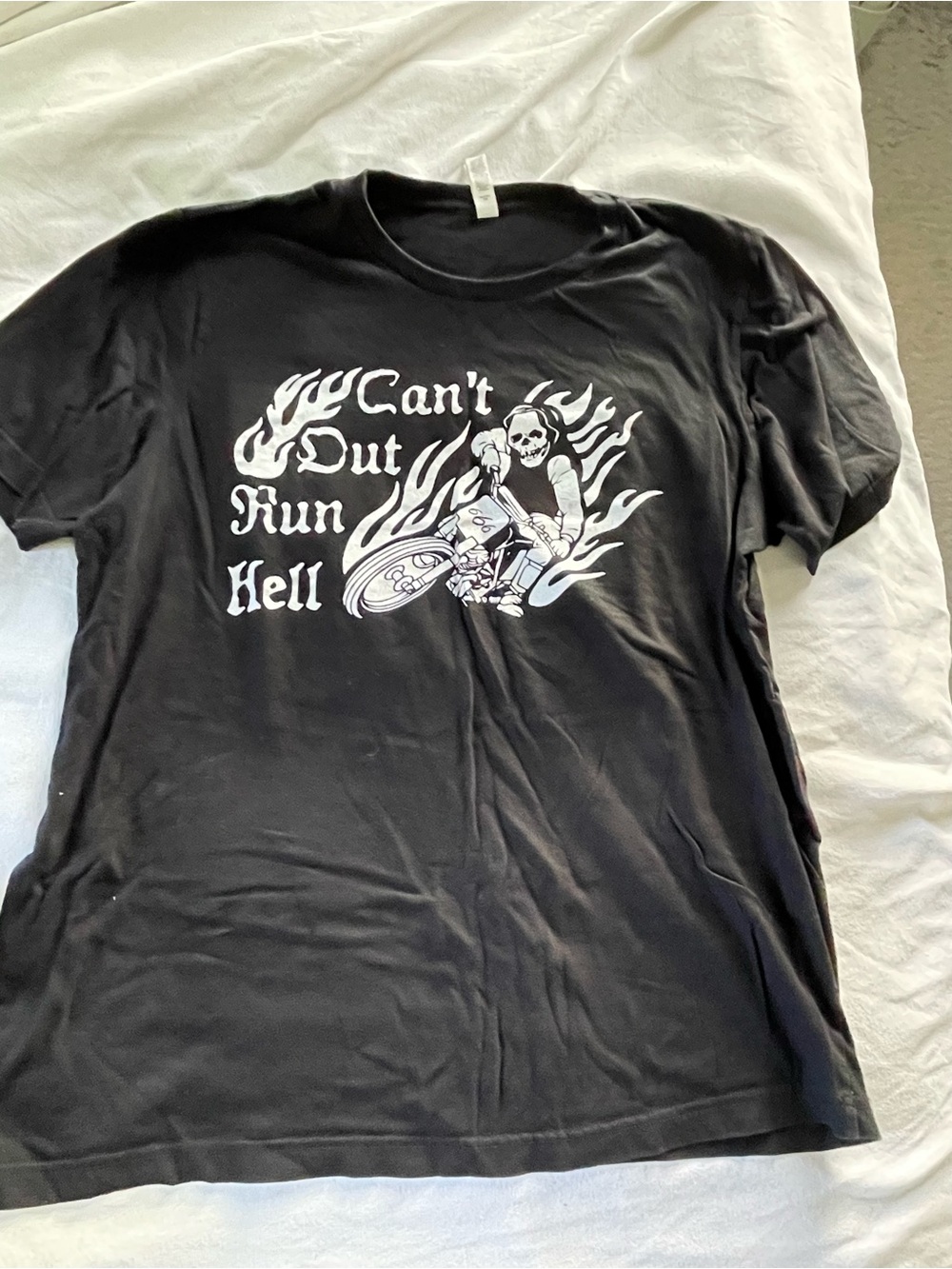 Bella Canvas Black Short-Sleeve Graphic Tee with White Skull Rider Print